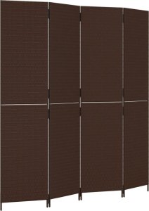 vidaXL Parawan 4-panelowy, brązowy, polirattan 2