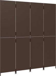 vidaXL Parawan 4-panelowy, brązowy, polirattan 4