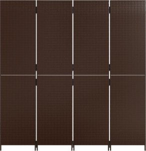 vidaXL Parawan 4-panelowy, brązowy, polirattan 5