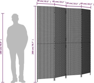 vidaXL Parawan 4-panelowy, brązowy, polirattan 9