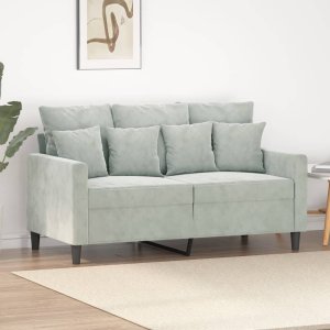 vidaXL vidaXL Sofa 2-osobowa, jasnoszara, 120 cm, tapicerowana aksamitem 1