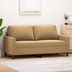 vidaXL vidaXL Sofa 2-osobowa, brązowa, 140 cm, tapicerowana aksamitem 1