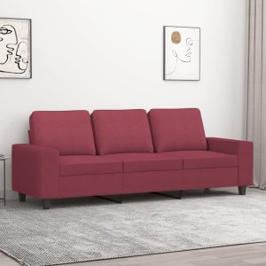 vidaXL vidaXL Sofa 3-osobowa, winna czerwień, 180 cm,tapicerowana tkaniną 1