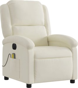 vidaXL vidaXL Rozkładany fotel masujący, elektryczny, kremowy, aksamit 3