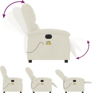 vidaXL vidaXL Rozkładany fotel masujący, elektryczny, kremowy, aksamit 6