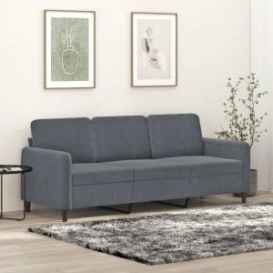 vidaXL vidaXL Sofa 3-osobowa, ciemnoszara, 180 cm, obita aksamitem 1