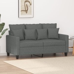 vidaXL Sofa 2-osobowa, ciemnoszara, 120 cm, tapicerowana tkaniną 1