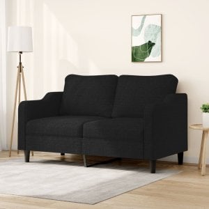 vidaXL Sofa 2-osobowa, czarna, 140 cm, tapicerowana tkaniną 1