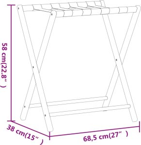 vidaXL vidaXL Stojak na bagaż, 68,5x38x58 cm, bambusowy 7