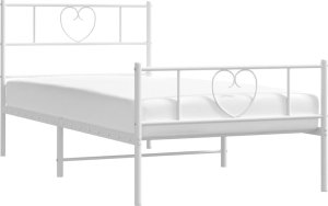 vidaXL vidaXL Metalowa rama łóżka z wezgłowiem i zanóżkiem, biała, 80x200 cm 3