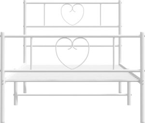 vidaXL vidaXL Metalowa rama łóżka z wezgłowiem i zanóżkiem, biała, 80x200 cm 4