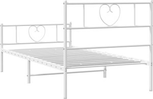 vidaXL vidaXL Metalowa rama łóżka z wezgłowiem i zanóżkiem, biała, 80x200 cm 7