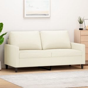 vidaXL vidaXL Sofa 2-osobowa, kremowy, 140 cm, tapicerowana aksamitem 1