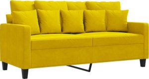 vidaXL vidaXL Sofa 2-osobowa, żółta, 140 cm, tapicerowana aksamitem 2
