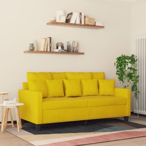 vidaXL vidaXL Sofa 2-osobowa, żółta, 140 cm, tapicerowana aksamitem 3