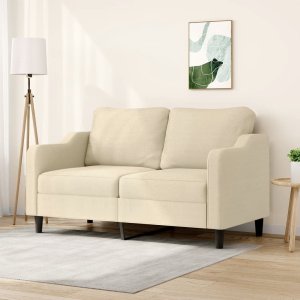 vidaXL vidaXL 2-osobowa sofa, kremowa, 140 cm, tapicerowana tkaniną 1