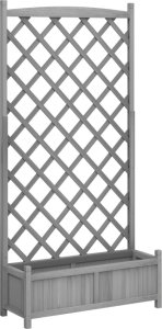 vidaXL vidaXL Donica z trejażem, szara, lite drewno jodłowe 2