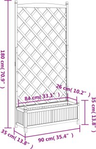 vidaXL vidaXL Donica z trejażem, szara, lite drewno jodłowe 8