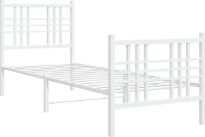 vidaXL vidaXL Metalowa rama łóżka z wezgłowiem i zanóżkiem, biała, 80x200 cm 2