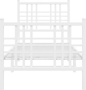 vidaXL vidaXL Metalowa rama łóżka z wezgłowiem i zanóżkiem, biała, 80x200 cm 4