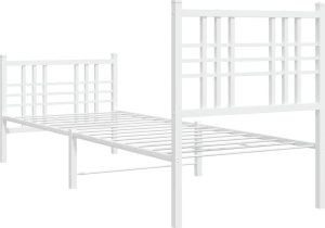 vidaXL vidaXL Metalowa rama łóżka z wezgłowiem i zanóżkiem, biała, 80x200 cm 6
