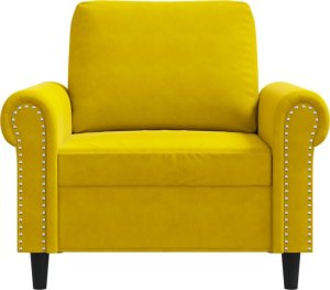 vidaXL vidaXL Fotel, żółty, 60 cm, obity aksamitem 4