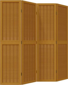 vidaXL vidaXL Parawan pokojowy, 4-panelowy, brązowy, lite drewno paulowni 2