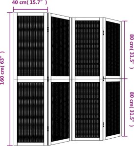 vidaXL vidaXL Parawan pokojowy, 4-panelowy, brązowy, lite drewno paulowni 8