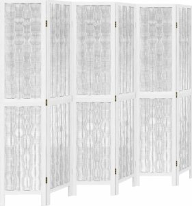 vidaXL vidaXL Parawan pokojowy, 6-panelowy, biały, lite drewno paulowni 2
