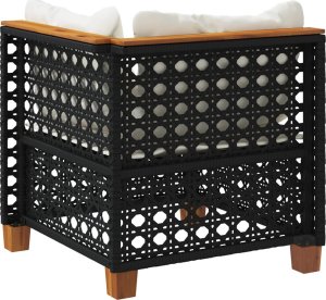 vidaXL Narożny moduł sofy z poduszkami, czarny, polirattan 6