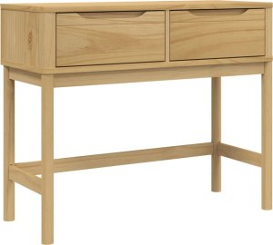 vidaXL Stolik konsolowy FLORO, woskowy brąz, 89,5x36,5x73 cm, sosnowy 2