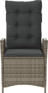 vidaXL vidaXL Rozkładane krzesła ogrodowe, 2 szt., poduszki, szary rattan PE 5