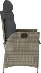 vidaXL vidaXL Rozkładane krzesła ogrodowe, 2 szt., poduszki, szary rattan PE 6