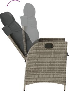 vidaXL vidaXL Rozkładane krzesła ogrodowe, 2 szt., poduszki, szary rattan PE 8