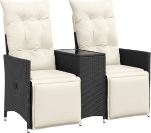 vidaXL vidaXL Rozkładana sofa ogrodowa dla 2 os., ze stolikiem, czarna 2