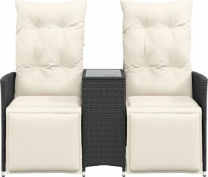 vidaXL vidaXL Rozkładana sofa ogrodowa dla 2 os., ze stolikiem, czarna 4