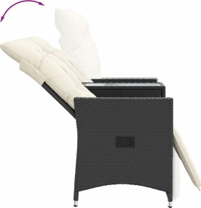 vidaXL vidaXL Rozkładana sofa ogrodowa dla 2 os., ze stolikiem, czarna 7