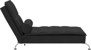 vidaXL vidaXL Szezlong masujący z wałkiem, czarny, tapicerowany tkaniną 4