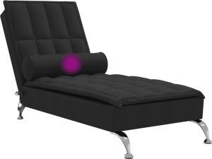 vidaXL vidaXL Szezlong masujący z wałkiem, czarny, tapicerowany tkaniną 6