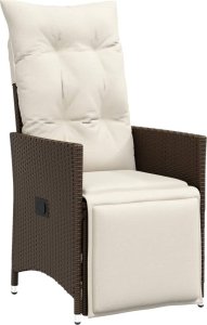 vidaXL vidaXL Rozkładane fotele ogrodowe, 2 szt, poduszki, brązowy rattan PE 3