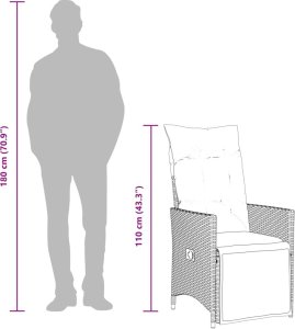 vidaXL vidaXL Rozkładane fotele ogrodowe, 2 szt, poduszki, brązowy rattan PE 10