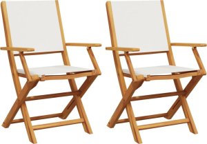 vidaXL vidaXL Krzesła ogrodowe, 2 szt., kremowe, drewno akacjowe i tkanina 2
