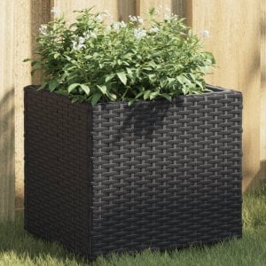 vidaXL vidaXL Donica ogrodowa, czarna, 36x30x32 cm, rattan PE 1