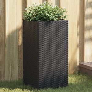 vidaXL vidaXL Donica ogrodowa, czarna, 30x30x60 cm, rattan PE 1