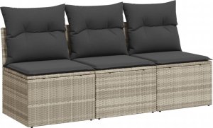 vidaXL vidaXL Sofa ogrodowa z poduszkami, 3-osobowa, jasnoszara, polirattan 2