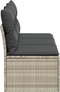 vidaXL vidaXL Sofa ogrodowa z poduszkami, 3-osobowa, jasnoszara, polirattan 5