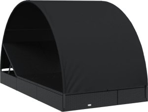 vidaXL vidaXL 2-os. leżak z półokrągłym daszkiem, czarny, 211x112x140 cm 3