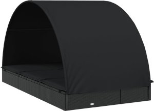 vidaXL vidaXL 2-os. leżak z półokrągłym daszkiem, czarny, 211x112x140 cm 4