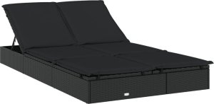 vidaXL vidaXL 2-os. leżak z półokrągłym daszkiem, czarny, 211x112x140 cm 5