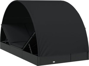 vidaXL vidaXL 2-os. leżak z półokrągłym daszkiem, czarny, 211x112x140 cm 9